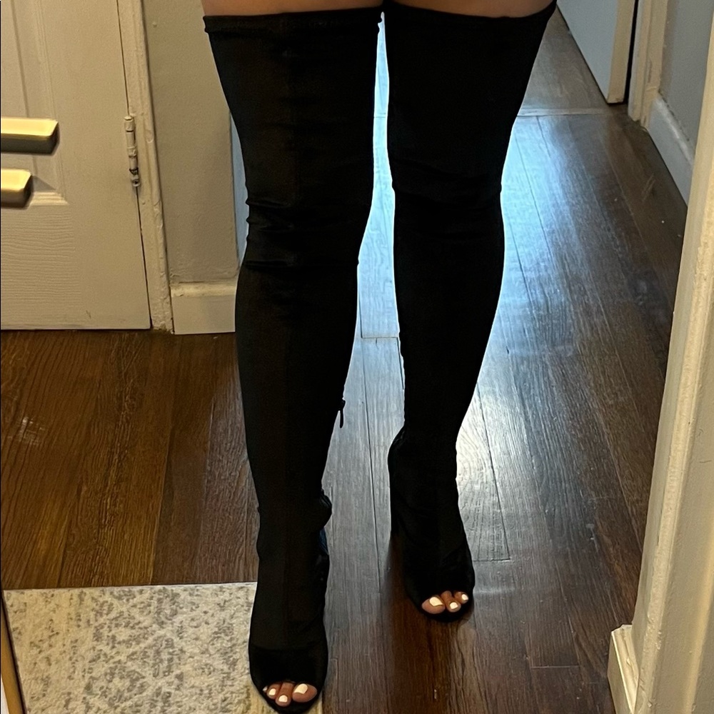Over Knee Thigh High Boots in Velvet Black